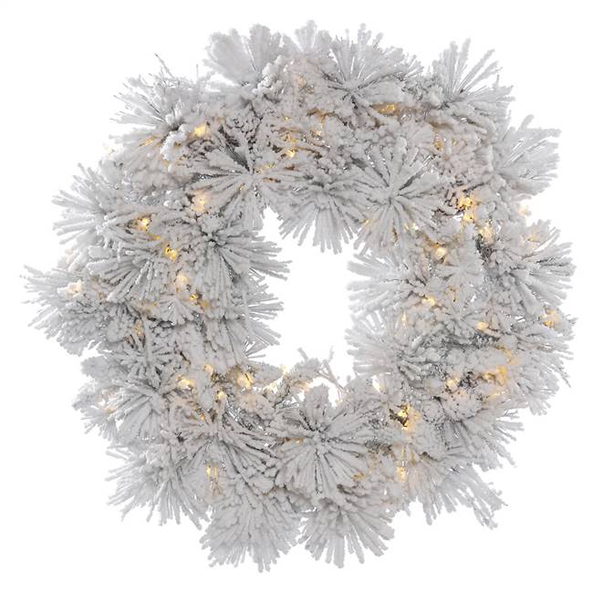 36" Flk Alberta Wreath w/Cone 100LED WmW
