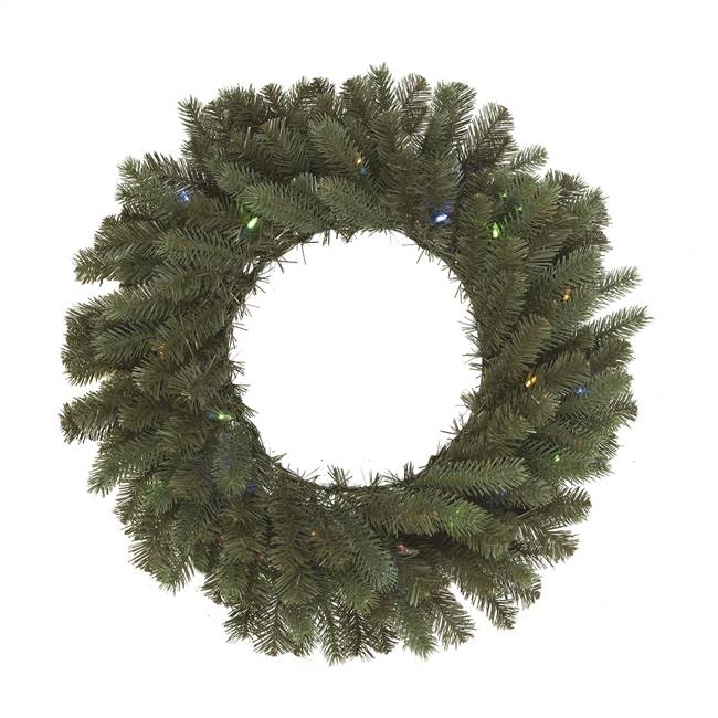 36" Colorado Wreath BO 70LED WmWht-Multi