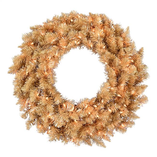 30" Gold Fir Wreath DuraLit 100CL