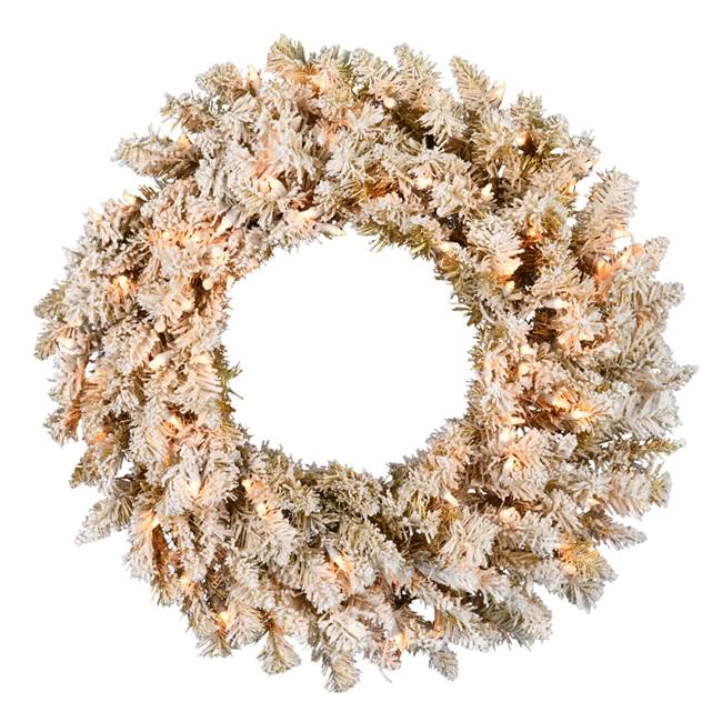 30" Frosted Gold Wreath DuraLit 100CL