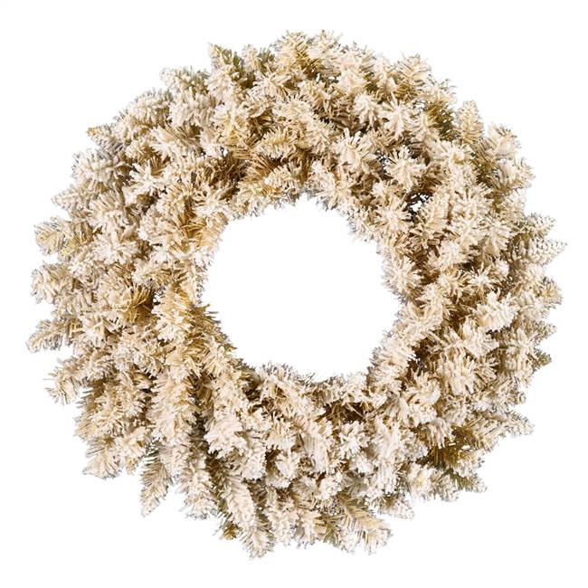 48" Frosted Gold Wreath 360Tips