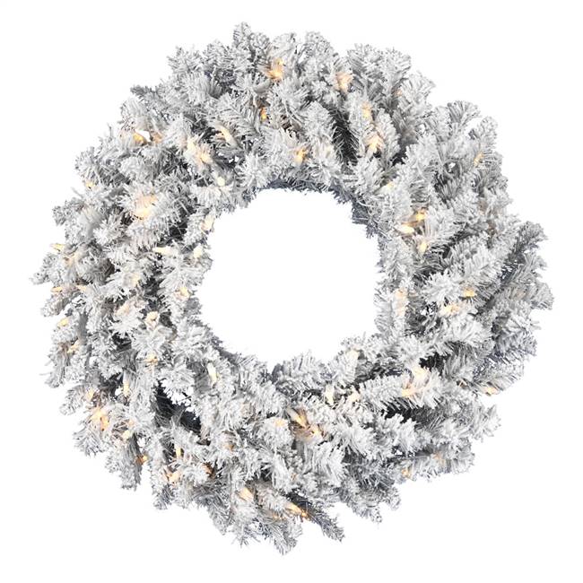 30" Frosted Silver Wreath DuraLit 100WW