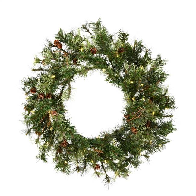 30" Mixed Country Wreath 50WmWhtLED