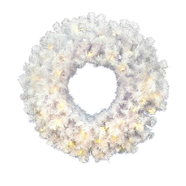 36" Crystal White Wreath 100Led WmWht