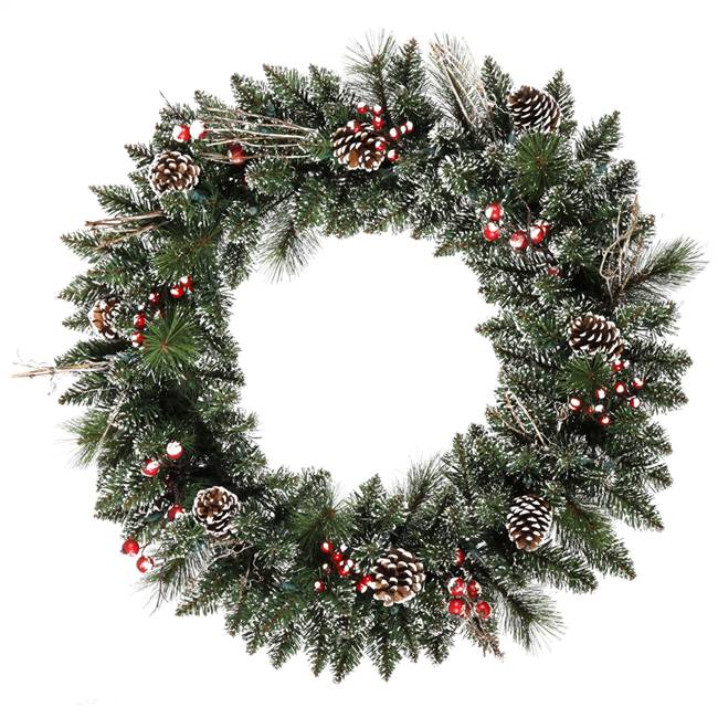 30" Snow Tip Pine/Berry Wreath 139T