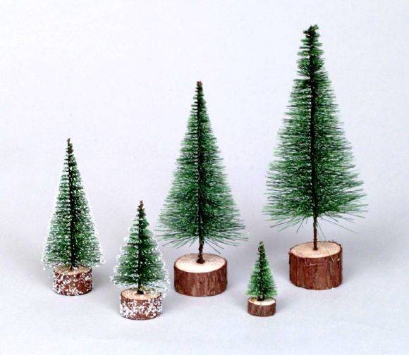 5" Frosted Green Village Tree