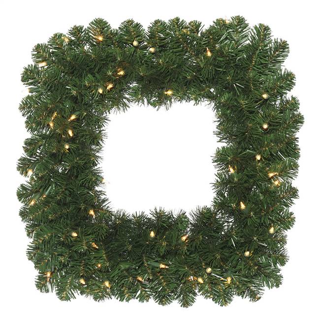 30" Oregon Fir Sq Wreath Dura-Lit 70CL