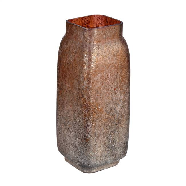 13" Desert Sand Square Glass Vase