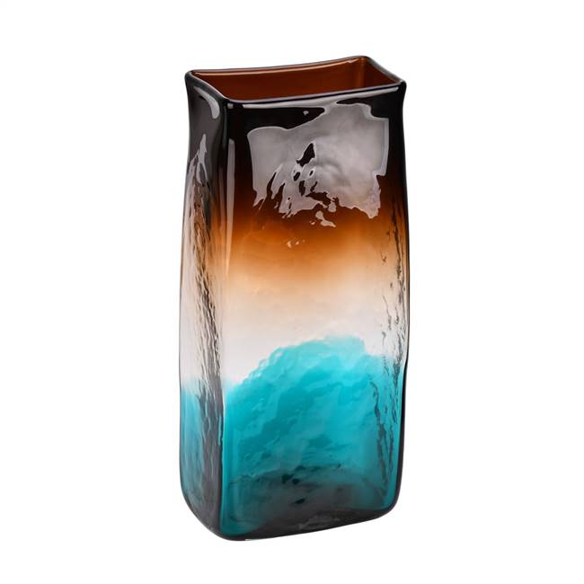 14" Burnt Sienna Rectangle Glass Vase