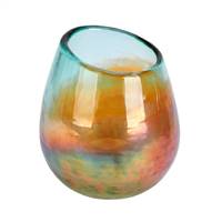 4" Oil Green Round Glass Vase