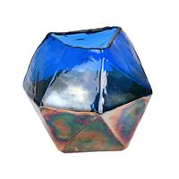 5" Blue Petrol Geometric Glass Vase