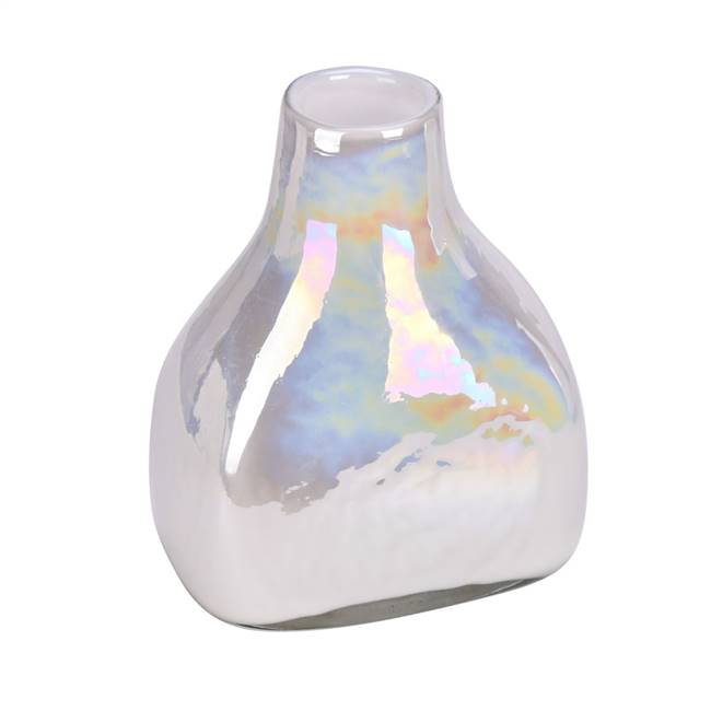 8" White Enamel Glass Bottle Vase