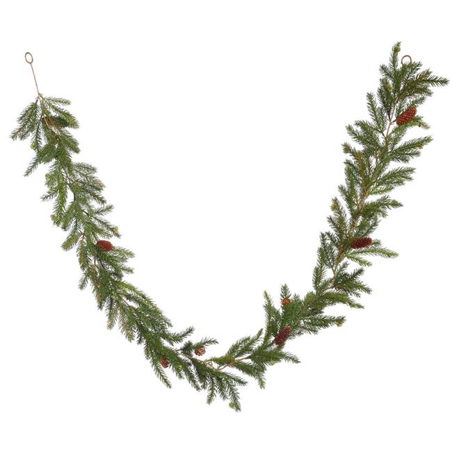 6' x 9" White Spruce Garland w/Cones 88T