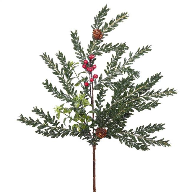 18" Frst Hemlock-Boxwood Berry Spray 11T