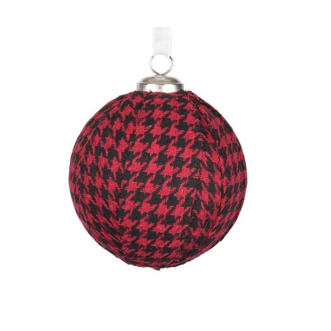 3.25" Red/Black Houndstooth Ball Ornamen