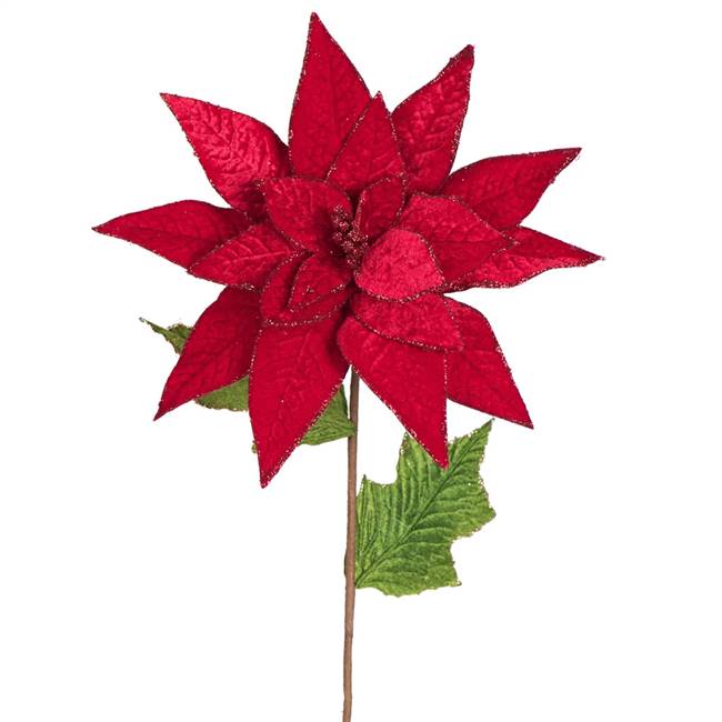 24" Poinsettia Stem Red 3/Bag