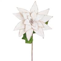 24" Poinsettia Stem Ivory 3/Bag