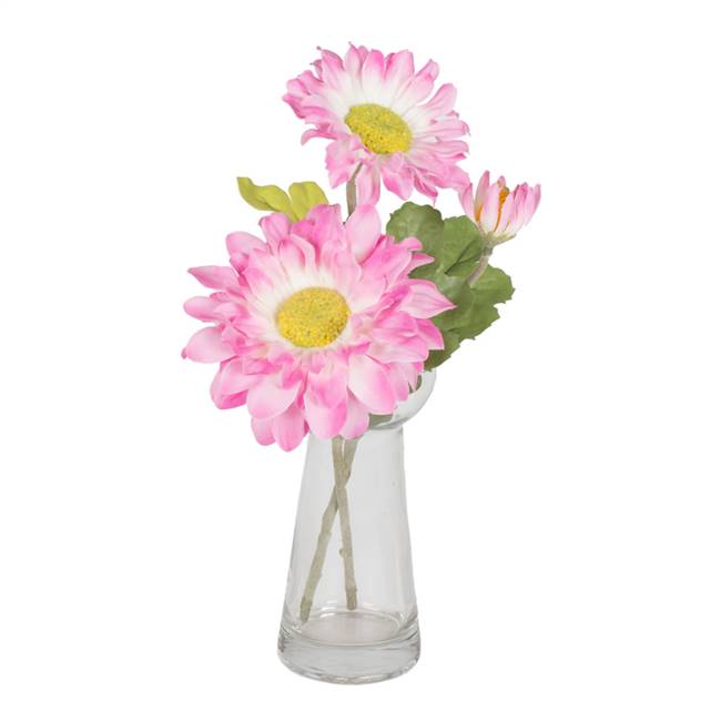 9" Pink Gerbera Daisy Vase