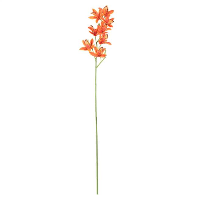 32" Orange Orchid Stem 6/Pk