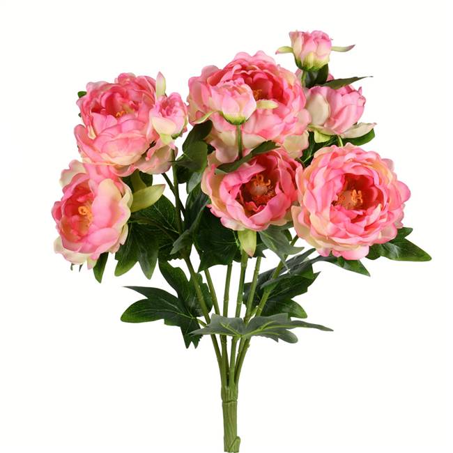 19" Light Pink Peony Bush 9 Blooms
