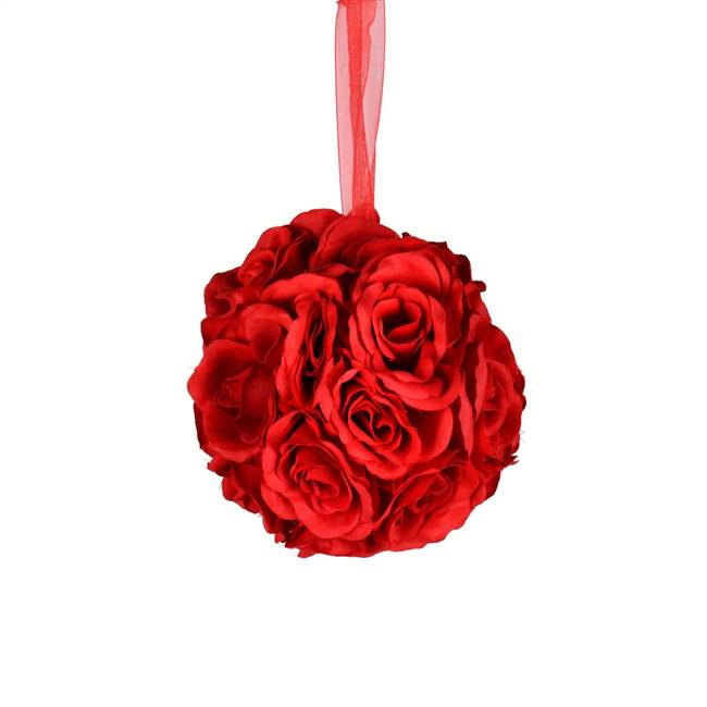6" Red Rose Ball Pk/2