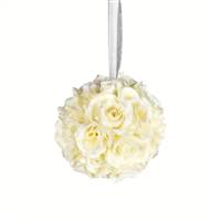 6" White Rose Ball Pk/2