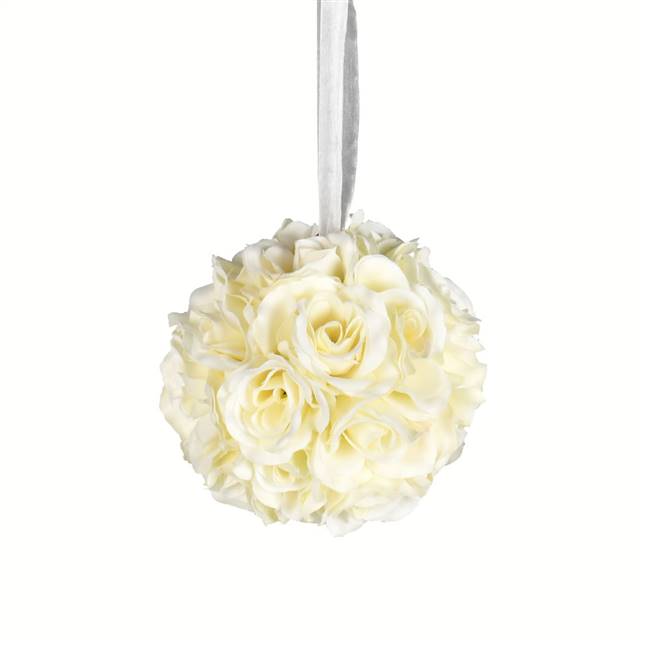 6" White Rose Ball Pk/2