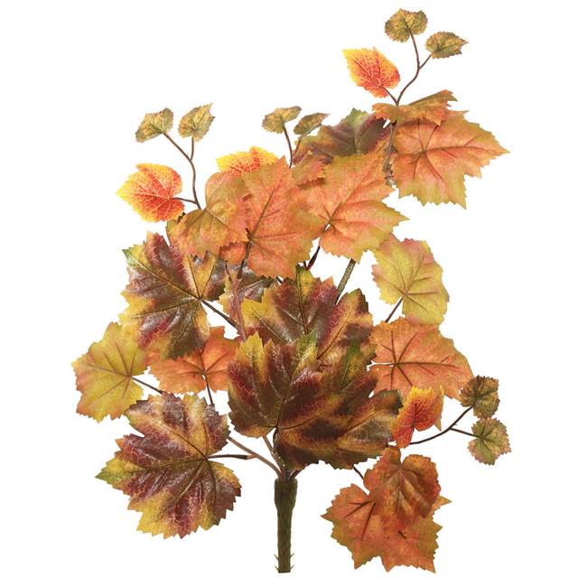 20" Autm Grape Leaf Hanging Bush-Red/Brn