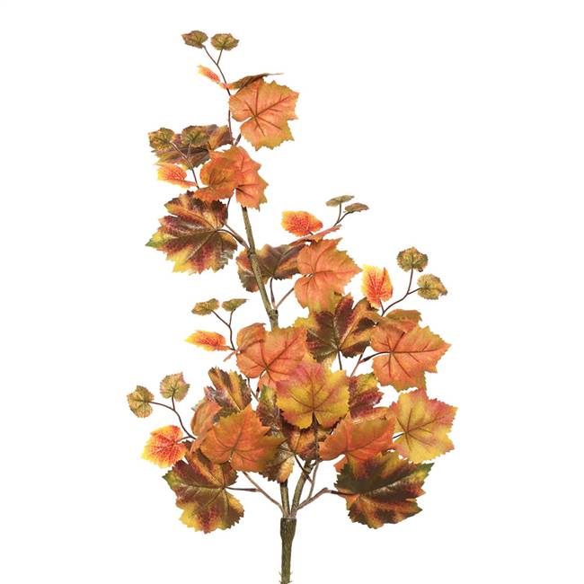 30" Autm Grape Leaf Hanging Bush-Red/Brn