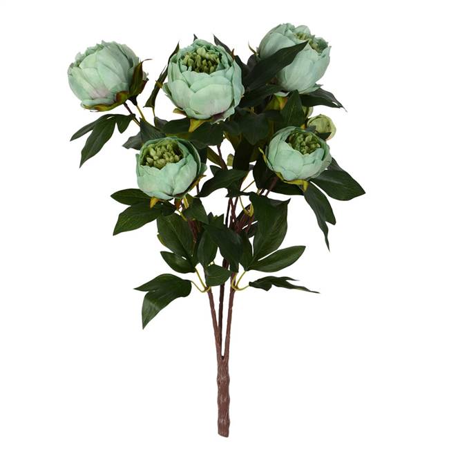 23" Green Peony Bush with 6 Flowers