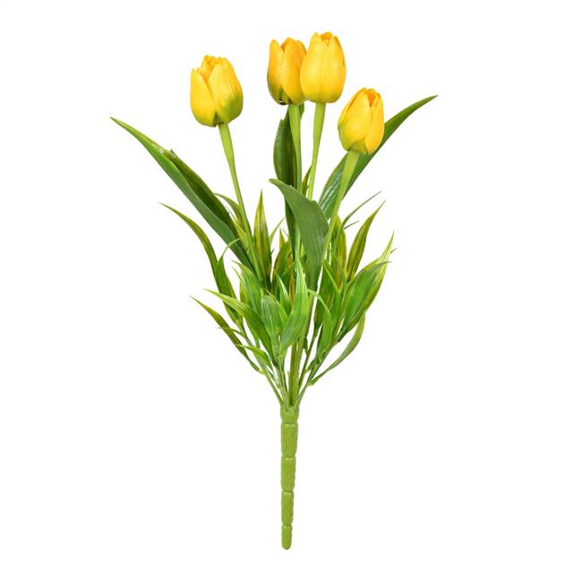 17"  Yellow Tulip Bush UV Pk/2