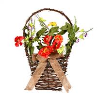 20" Coral/Orange/Green Flower Basket