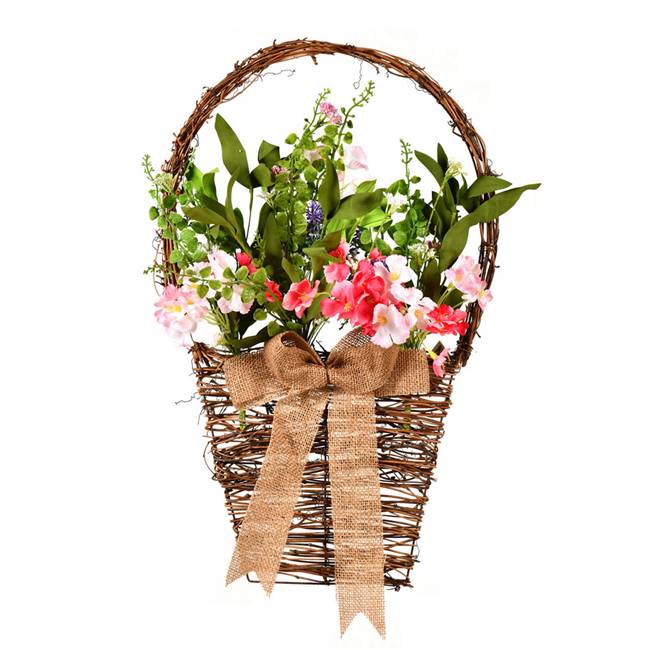 20" Pink/White Flower Basket