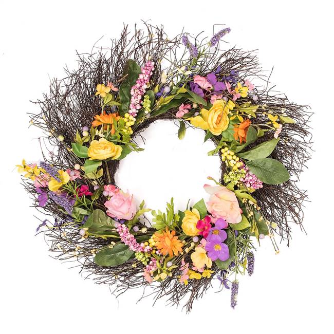 24" Bright Mixed Floral Wreath
