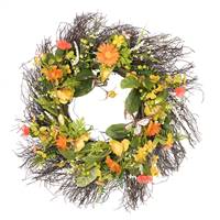 24" Yellow Mixed Floral Wreath