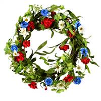 22" Red/White/Blue Floral Wreath