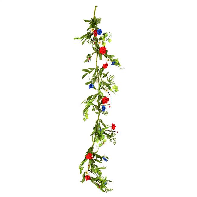 60"  Red/White/Blue Floral Garland