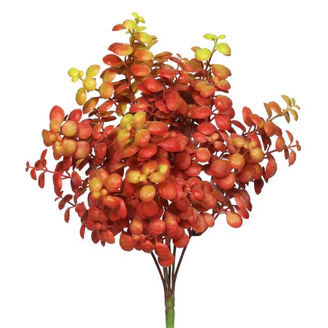 12" Plastic Leaf Bush-Red 3/Pk