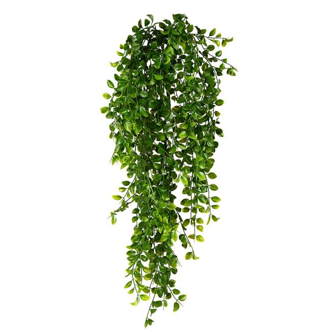 31" Green Mini Leaf Hanging Bush 2/Pk UV