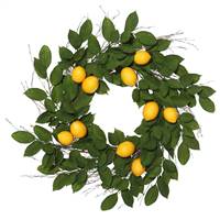 24" Green Salal Leaf/Yellow Lemon Wreath