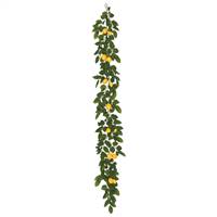 6' Green Salal Leaf/Yellow Lemon Garland