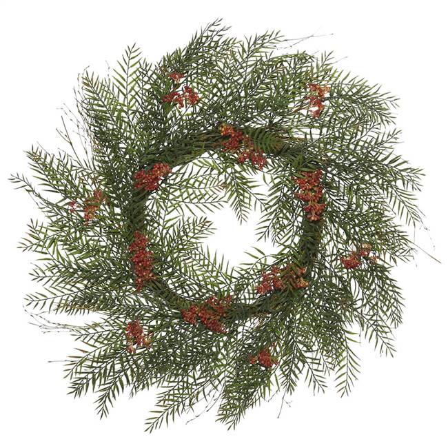 30" Green Brazil Berry/Leaf Wreath