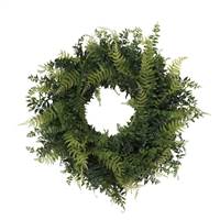 24" Buckler Fern & Grass Wreath-Green