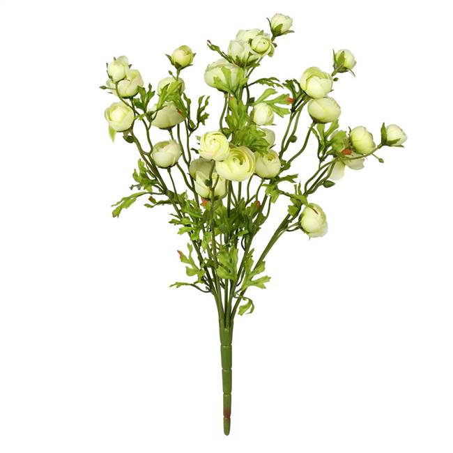 18" Light Green Ranunculus Bush