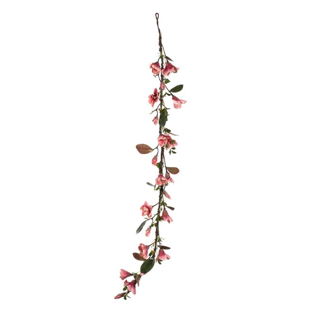 6' Dark Pink Magnolia Garland