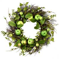 22" Green Apples Mixed Twig Wreath