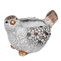 7.5" Gray Bird Planter Outdoor Garden