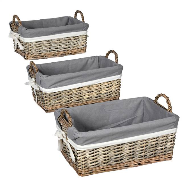 6-7.5" Willow Basket Fabric Liner Set/3