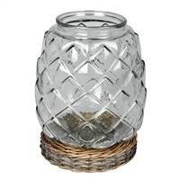 10.3" Glass Jar with Wicker Base