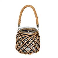 7" Glass Jar in Woven Jute Handle